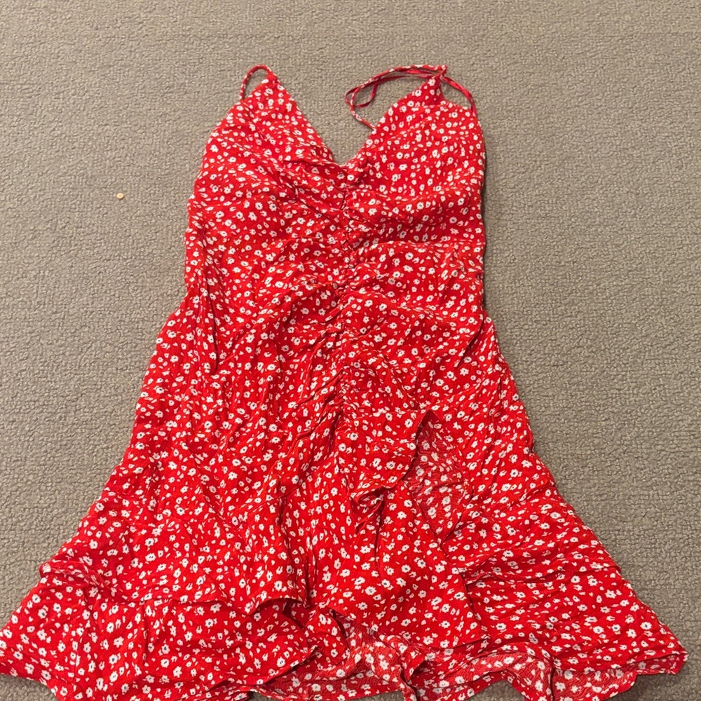 Zara Red Floral Patterned Dress